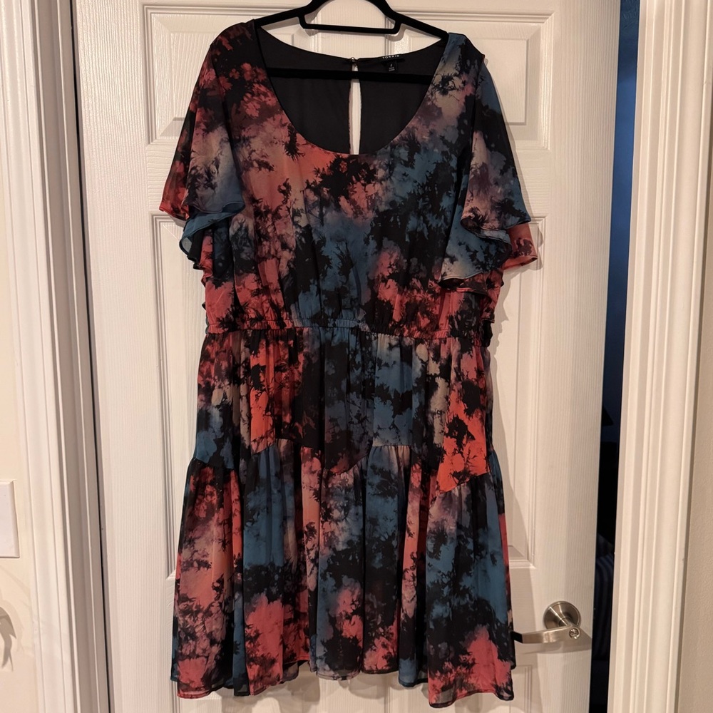 Torrid Blue, Pink and Black Tie-Dye Dress - Size 4X